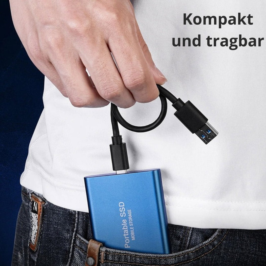 Ultraschnelle externe SSD-Festplatte – Kompakter Speicher mit hoher Kapazität