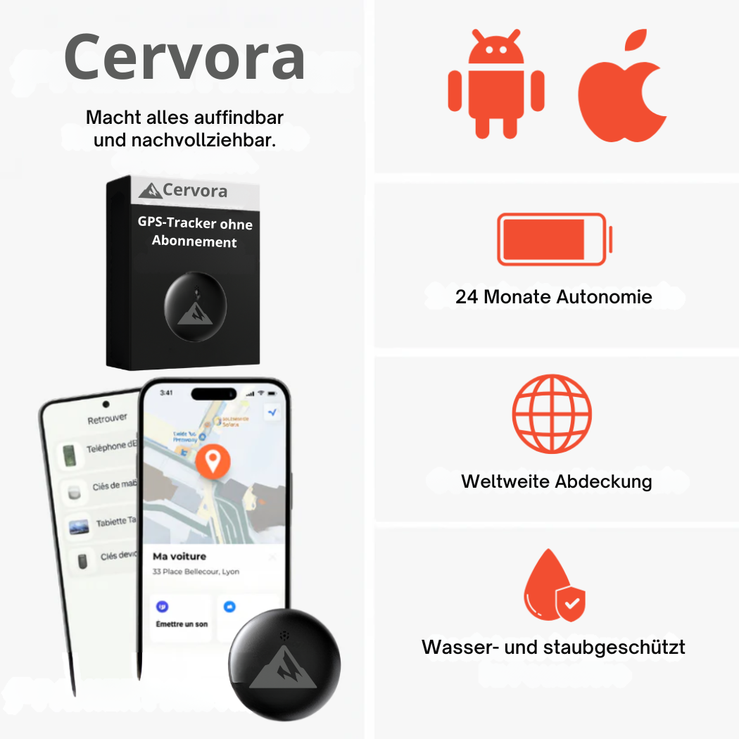 GPS-Tracker für Autos ohne Abonnement, kompatibel mit Android und iOS