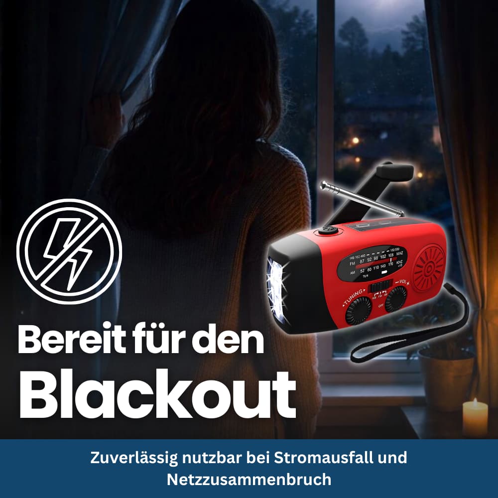 Radio de Secours Solaire Multifonction avec Manivelle et Lampe LED