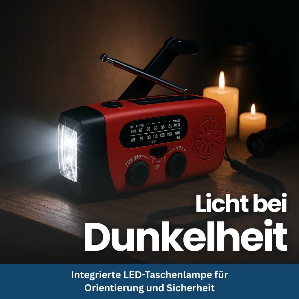 Radio de Secours Solaire Multifonction avec Manivelle et Lampe LED