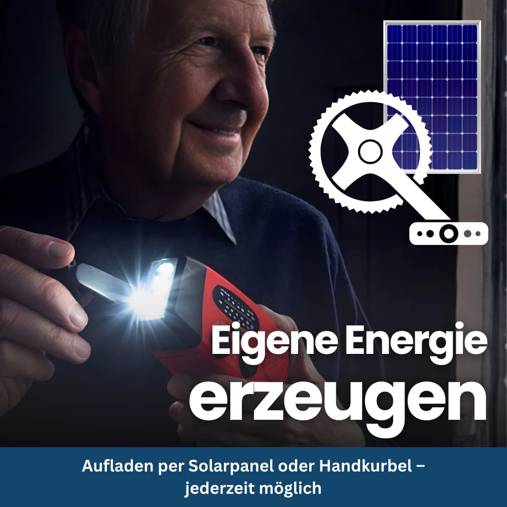 Radio de Secours Solaire Multifonction avec Manivelle et Lampe LED
