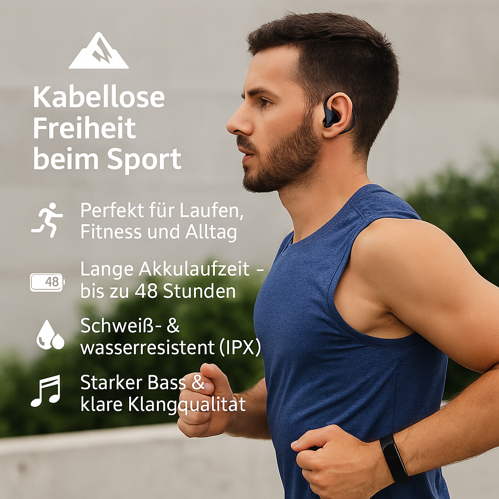 Sport Kopfhörer Bluetooth 5.3 – Kabellos, 60h Akku, wasserdicht & Premium Sound