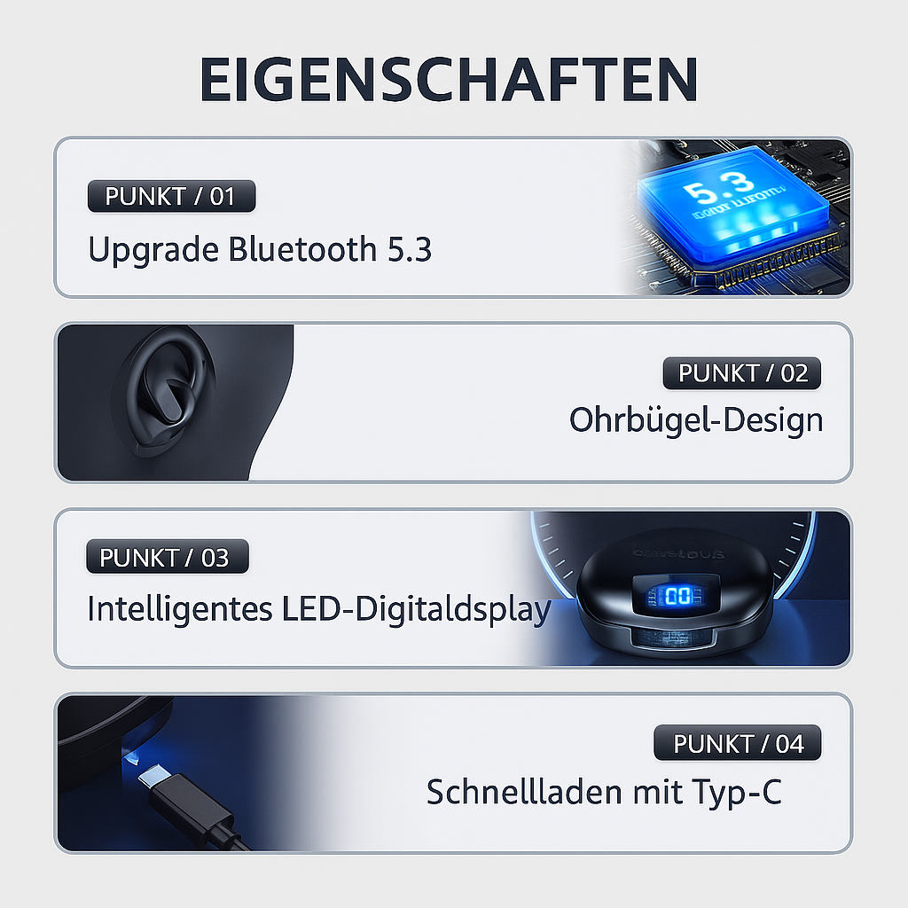 Sport Kopfhörer Bluetooth 5.3 – Kabellos, 60h Akku, wasserdicht & Premium Sound