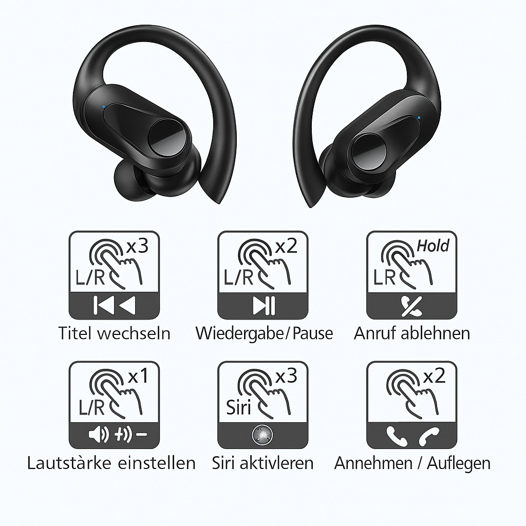 Sport Kopfhörer Bluetooth 5.3 – Kabellos, 60h Akku, wasserdicht & Premium Sound