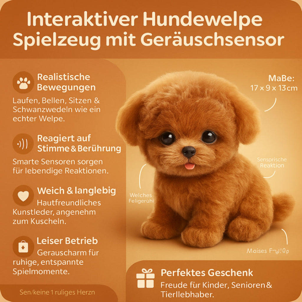 Plüschtier Hund Interaktiv realistischer Bewegungs Soundbegleiter