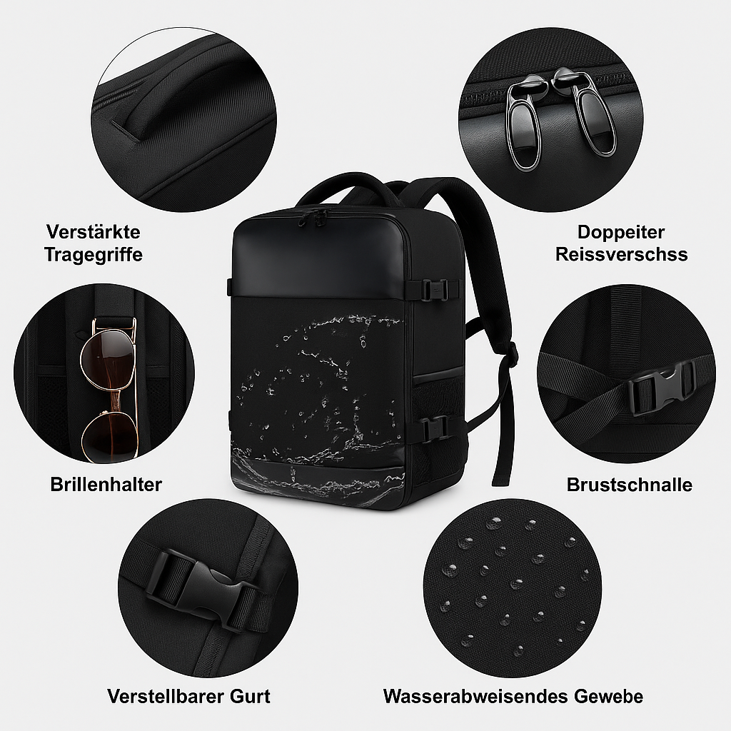 Reiserucksack 40L – Wasserfest, USB-Ladeanschluss & Laptopfach 15.6